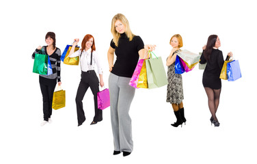 Fototapeta premium Five shopping girls of my 