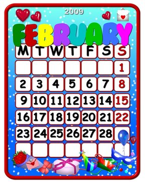 calendar february 2009