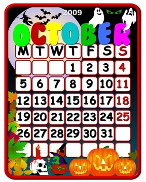 calendar october 2009