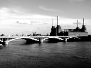 Battersea Power Station London black and white