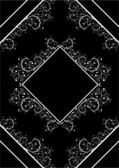 White beautiful floral frame isolated on black