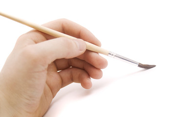 brush for painting and human hand