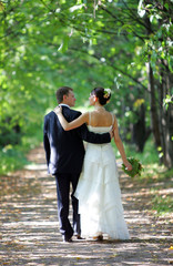 White wedding bride and groom