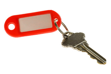 Key with key tag isolated on white background