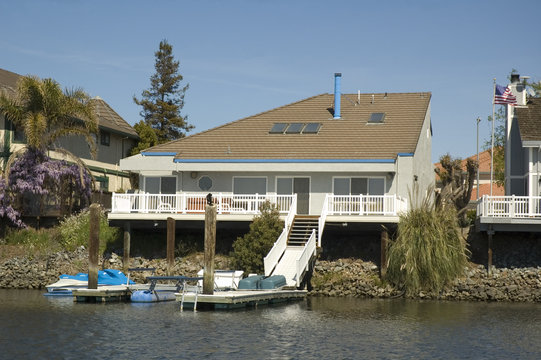 Angular house on the water
