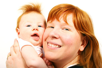 Redhead mommy and son