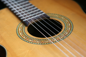 macro of acoustic guitar