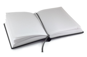 Opened planner isolated over white