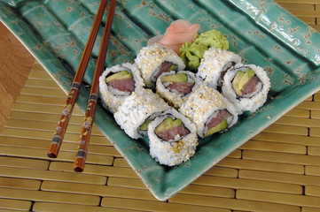 Sushi Rolls With Chop Sticks