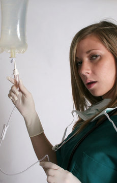 Nurse With IV Bag