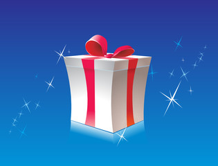 gift box on blue background