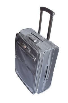 Modern gray travelling trank on white background