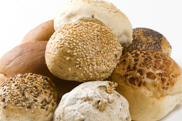 Brown bread on white background