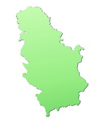 Serbia map filled with light green gradient