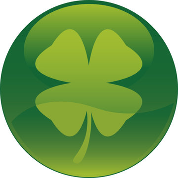 green four-leaf clover button clip art preview