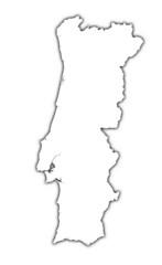 Portugal outline map with shadow