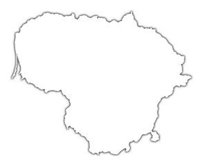 Lithuania outline map with shadow