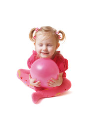 girl with balloon isolated on white