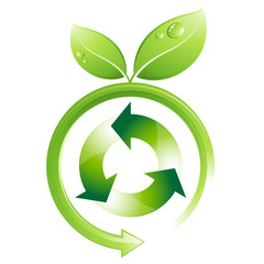 Logo de recyclage à feuilles