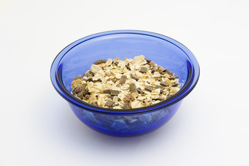 Healthy breakfast - musli. Isolated on white.