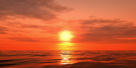 Obraz premium 3d sunset over the sea