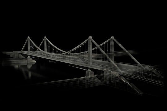 Fototapeta 3d wireframe render of a bridge