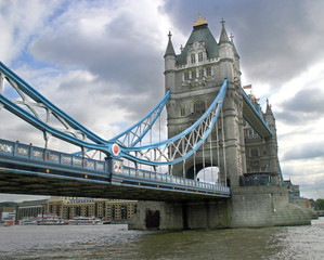 Low perspective of Tower Bridge, London,UK.