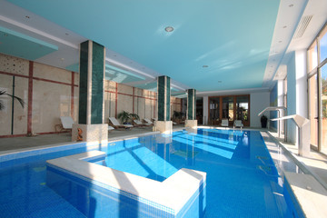 Obraz na płótnie Canvas Luxury resort in door swimming pool in Greece