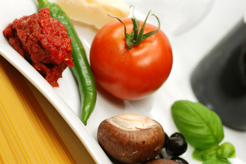 Pasta und Zutaten