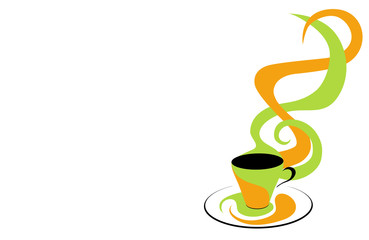 Coffee cup green and orange.