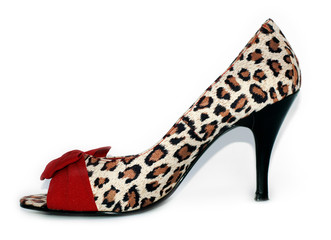 Ladies Sexy Leopard print and Red high heel shoes