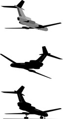 Passenger jet silhouette set