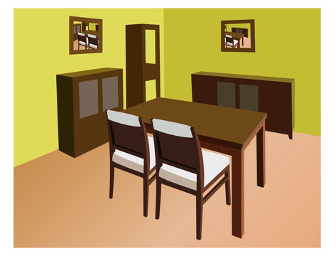 dinning room interior vector