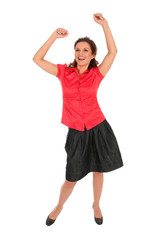 Fototapeta premium Happy woman with arms raised