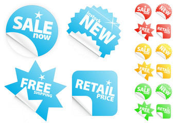 Glossy modern stickers on sale/retail theme