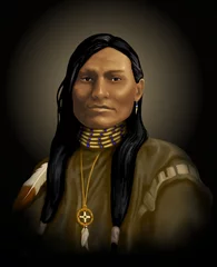 Plaid avec motif Indiens Cheyenne sur fond noir
