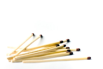 Matches on white background