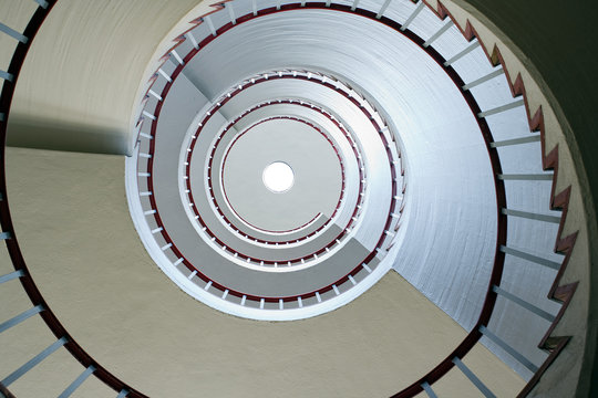 Looking up a circular staircase