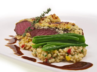 südlicher gesunder charme lamm mit perlgraupen risotto
