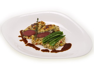 südlicher gesunder charme lamm mit perlgraupen risotto