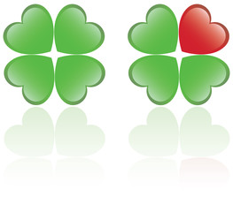 Four leaf clover and a heart shape