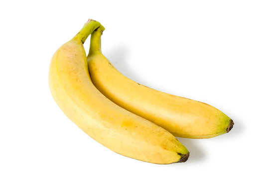 two bananas isolated on the white backgrounds
