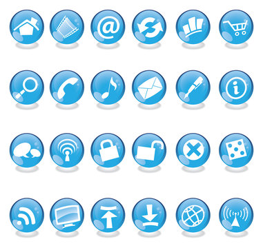 Blue web and computer icons set