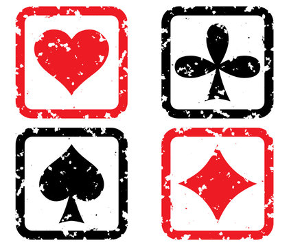 Set of game cards. Grunge stamp. Vector illustration.