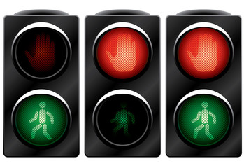 Traffic light for people. Variants.