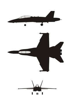 silhouette illustration of jet-fighter F-18