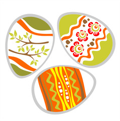 three ornate easter eggs