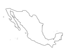 Mexico outline map with shadow