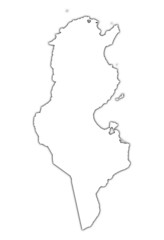 Tunisia outline map with shadow