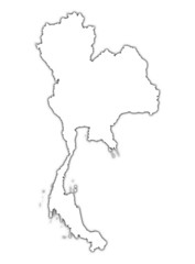 Thailand outline map with shadow